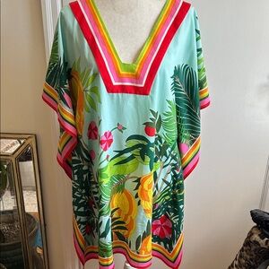 Trina Turk Multicolor Tropical V-Neck Tunic M/L